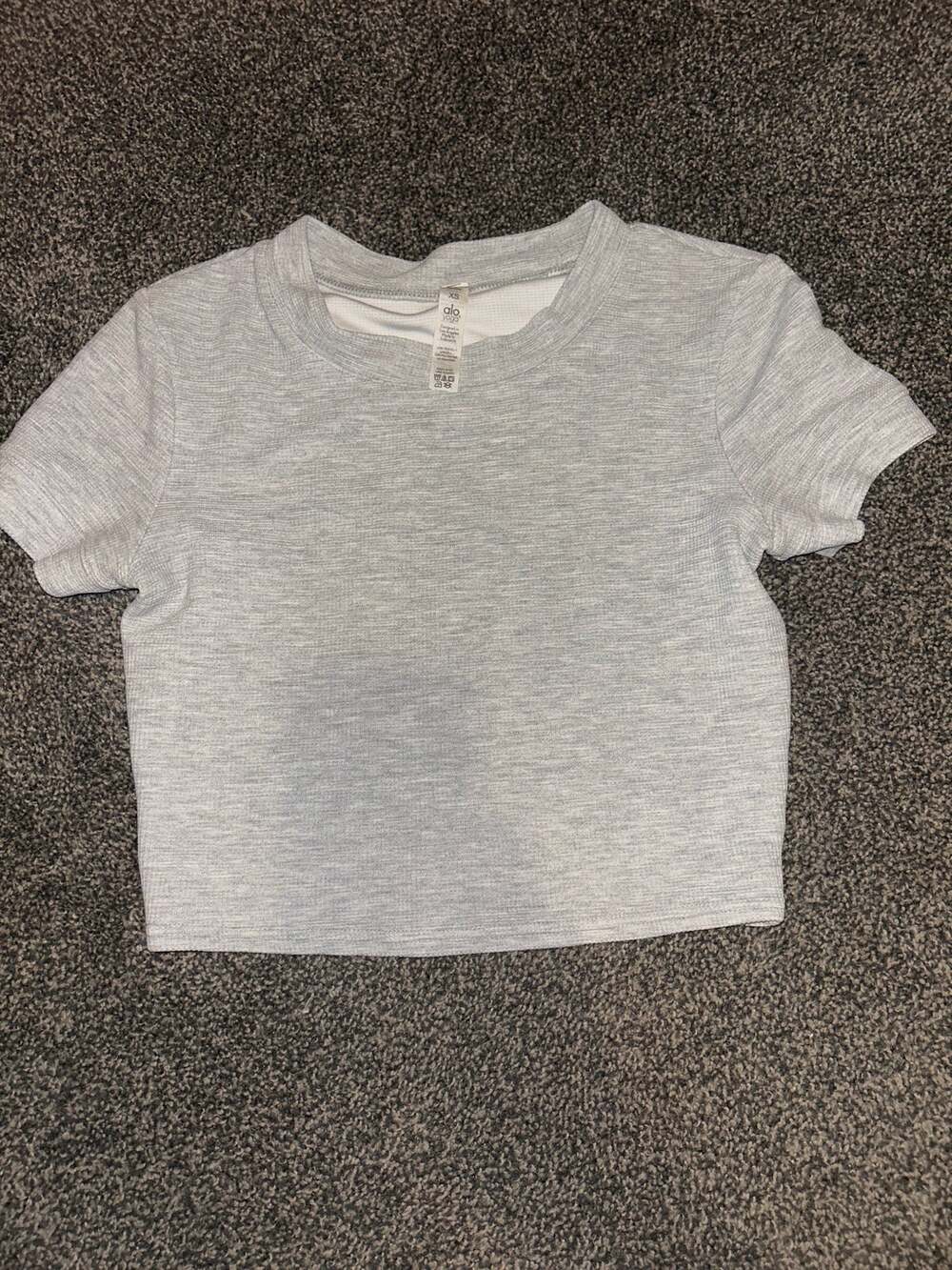 Alo Micro Waffle Sierra Top in Dove Heather Grey XS